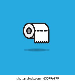 Vector icon toilet paper rollroll of toilet paper with uneven edge on blue background. Illustration roll of toilet paper