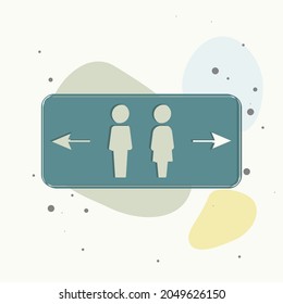 Vector icon of toilet. Plate on the door wc on multicolored background. Layers grouped for easy editing illustration. For your design.