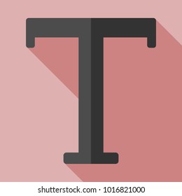 Vector icon tool for editing and adding text. Vector stylized flat letter T with shadow.