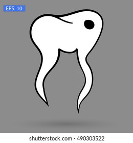 Vector icon tooth with hole on grey background
