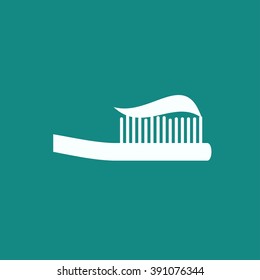 Vector icon of toothbrush with applied toothpaste portion
