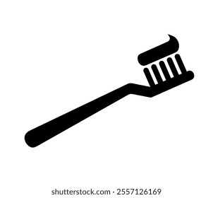 vector icon of toothbrush with paste on white background