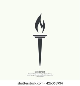 Vector icon of  torch with a flame. 