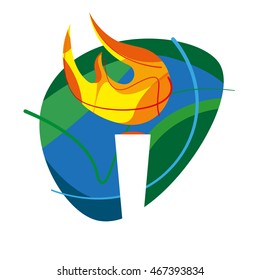 Vector icon torch. Rio 2016