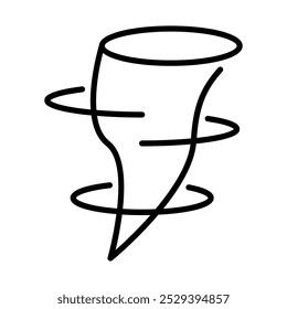 Vector icon of a tornado, representing extreme weather conditions and meteorology.