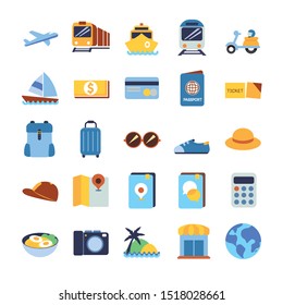 Vector icon tourist and travel set.