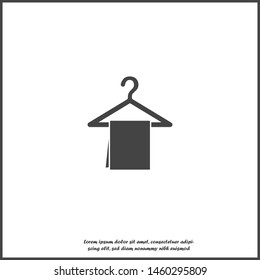 Vector icon towel hanging on hanger on white isolated background.