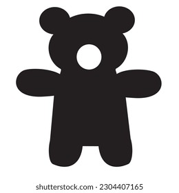 Vector Icon of the toy bear. Illustration on white isolated background. Teddy