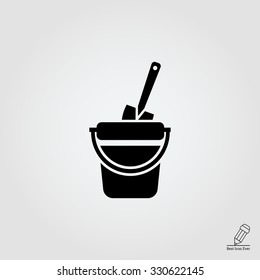 Vector icon of toy bucket and spade