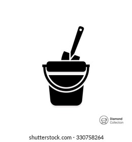 Vector icon of toy bucket and spade