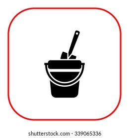 Vector icon of toy bucket and spade