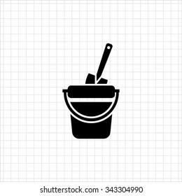 Vector icon of toy bucket and spade