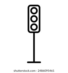 Vector icon of a traffic light, representing traffic control, safety, and transportation. Editable stroke.