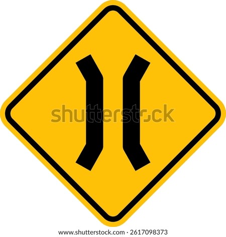 vector icon of traffic sign narrowing on bridge