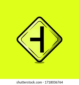 vector icon of traffic signs, crossing of three left sides