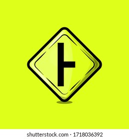 vector icon of traffic signs, three right hand side intersections