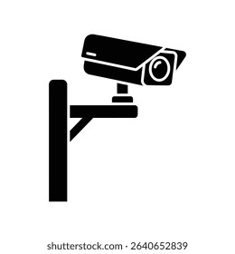 Vector icon of a traffic surveillance camera mounted on a pole in clean outline style, ideal for transport and safety visuals