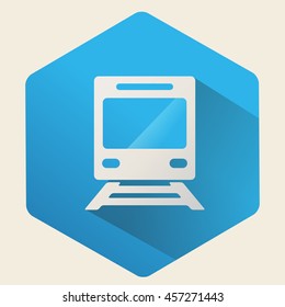 Vector icon of train on a blue background .Flat design.
