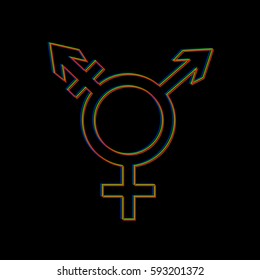 Vector icon of trans gender symbol on black background.