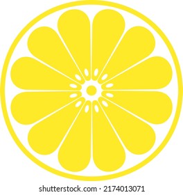 Vector icon with transparent background of a slice of lemon or other citrus.