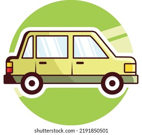 Vector Icon For Transportation., Like Taxi, Car, Mail Truck, Ambulance, Police Car, Truck And Bus. Cartoon Style And Have A Retro Style For Shadow.