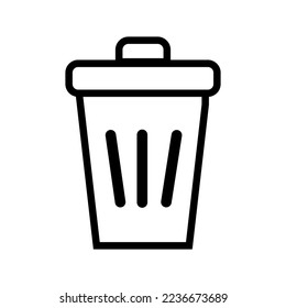 Vector icon trash can. Black and white trash can, white background.
