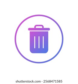 Vector icon of a trash can, flat design trash can symbol.