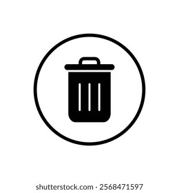 Vector icon of a trash can, flat design trash can symbol.