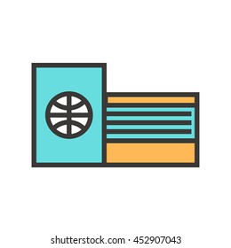 Vector icon of travel documents (passport, tickets, insurance). Travel icon for Web and Mobile.