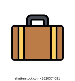 Vector icon of a travel suitcase in colored outline style, isolated on white. Ideal for travel, vacation, luggage, and adventure-themed designs.