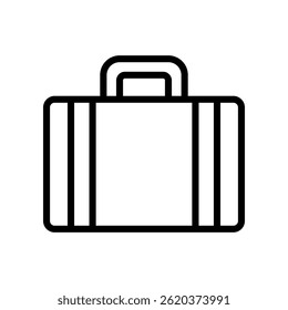 Vector icon of a travel suitcase in line icon style, isolated on white background.