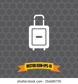 Vector Icon of Travelling Bag or Suitcase on Dark Gray Background. Eps.10.