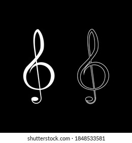 Vector icon treble clef icon color white