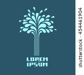 Vector icon tree, fountain. Logo design template. Element with shape of drop. Floral abstract original simple illustration for print, web