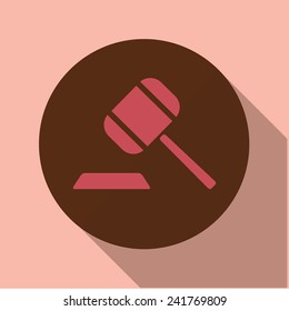 Vector icon of "trial" on a brown circle with a long shadow