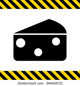 Vector icon of triangle cheese piece with holes