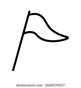 Vector icon of a triangle flag in line icon style, isolated on white background.