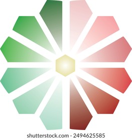 vector icon of a triangle formed into a star with a spectrum of green and red colors. star illustration icon with arranged shapes