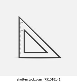 Vector icon triangle ruler. Metric system. School measuring lance. Measuring tape.