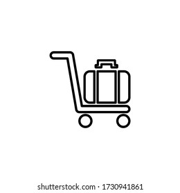 Vector icon trolley with a suitcase.
Porter service trolley icon vector illustration