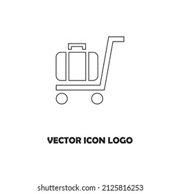 Carretera de iconos vectores con una maleta. Ilustración vectorial del icono del tranvía del servicio Porter
