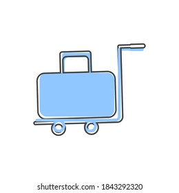 Carretera de iconos vectores con una maleta. Servicio de símbolos, botones en el estilo de dibujos animados del hotel sobre fondo blanco aislado.