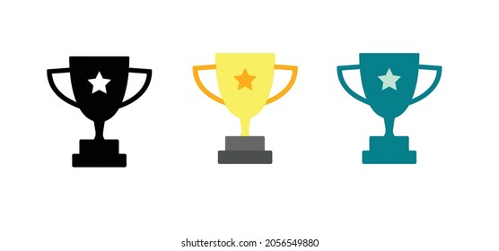 vector icon of trophy isolated on white background. Award trophy symbol flat vector design with two different color concepts.