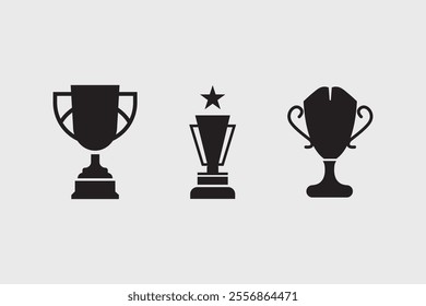 Vector Icon of Trophy Silhouette on White Background