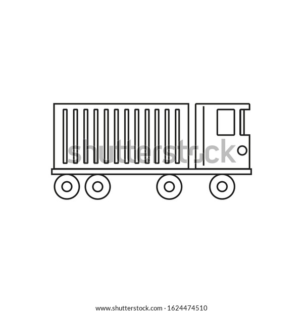 vector icon,\
truck loaded with transport\
container