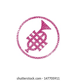 Vector icon of trumpet with hand drawn lines texture.