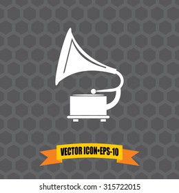 Vector Icon of Trumpet on Dark Gray Background. Eps.10.