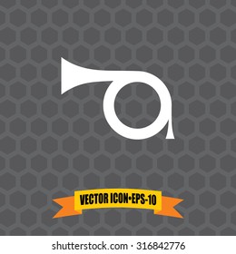 Vector Icon of Trumpet on Dark Gray Background. Eps.10.