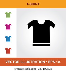 Vector Icon Of T-Shirt  With Title & Small Multicolored Icons. Eps-10.