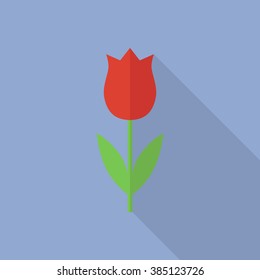 Vector icon tulip in a flat design with long shadow.